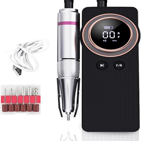 Bærbar Neglefil Professionel 35000 RPM, Elektrisk Neglefilmaskine til Gelnegle og Naturlige Negle, Justerbar Hastighed, Lav Støj