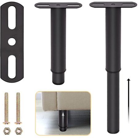 Svarte Uttrekkbare Møbelbein i Metall, Justerbare Sengebein Uttrekkbare Kraftige Sengestøttebein Med Deler (20-35cm) Betterlifefg