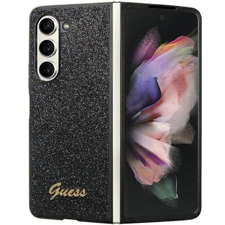 Guess Glitter Script-etui for Samsung Galaxy Z Fold 5 - svart