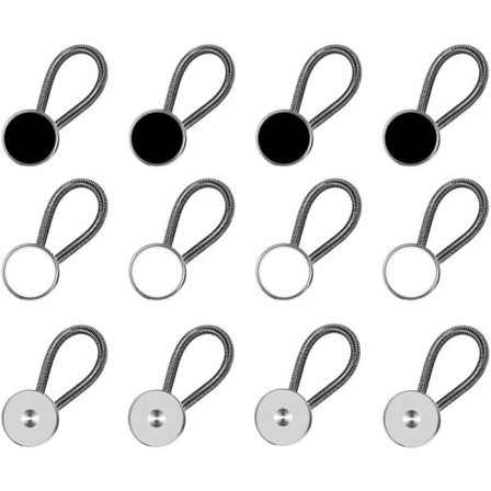 12 stk, krageforlengere, komfortable og førsteklasses usynlige nakkeforlengere, knappforlengere for herre skjorter dressbukser (svart, hvit, sølv)