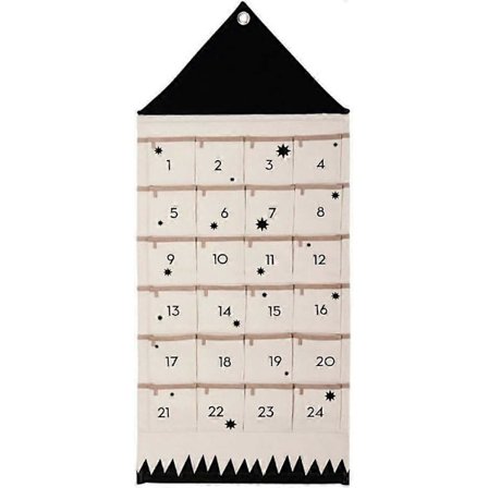 Julekalender, Hengende Julekalender i Stoff med 24 Lommer for Juledekorasjon