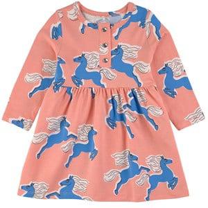 Mini Rodini GOTS Horses Printed Dress Pink 140/146 cm - Dresses - 140/146 cm - Pink