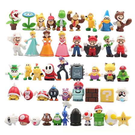 48 stykker Super Mario Bros Legetøj Dukker Anime Figurer Luigi Yoshi Donkey Kong Wario PVC Action Figur Model Legetøj