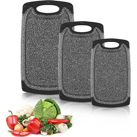 Skjærebrett, sett med 3 skjærebrett, matvaregodkjent PP-materiale, kjøkkenbrett, sklisikkert og antibakterielt skjærebrett-FM-