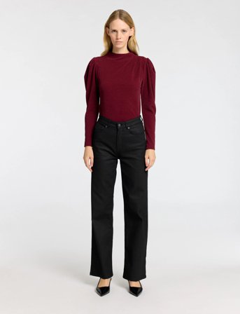 Selected Slfmarwa Ls High Neck Top - Burgundy - XL