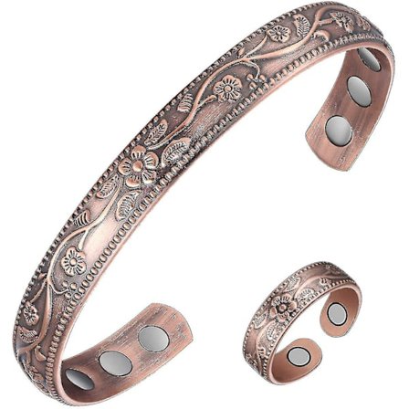 Magnetiskt armband och ringset i ren koppar för artrit, smärtlindring och ångestdämpning - 4