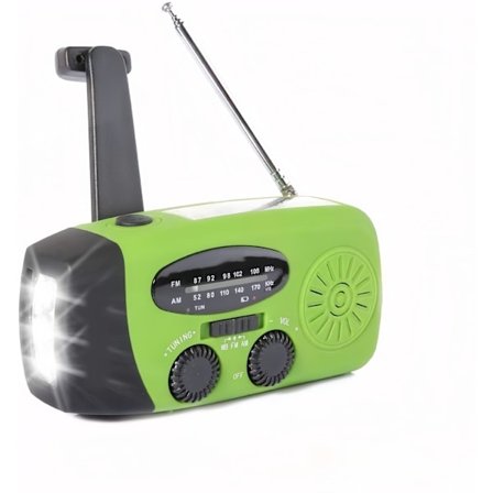 Påskerbjudanden! Högkvalitativ Vevradio med Solceller, Ficklampa och 2000mAh Powerbank SOS Nödsituation - grön 300 grön