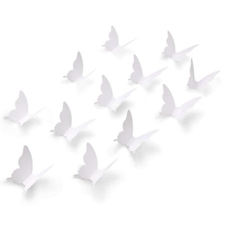 100 stk 3D Papir Hvite Sommerfugl Vegg Klistremerker, Flyttbare Sommerfugler Klistremerker For Hjem Rom Barnerom Jenter Soverom Diy Veggkunst