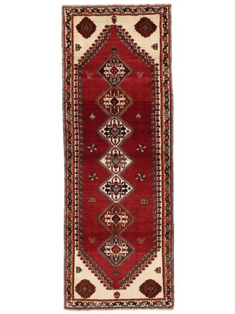 Qashqai Rug Hand Knotted 107X295 Runner Dark Red/Black Persia/Iran
