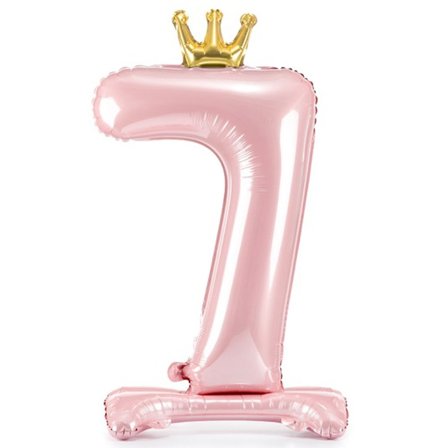 Sifferballong Stående Rosa Krona "0-9" Siffra 7 - Partyninja.se