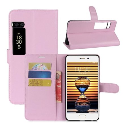 Meizu Pro 7 Vikbart läder fodral - Ljus rosa
