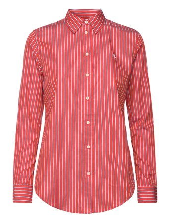 Lauren Ralph Lauren Classic Fit Striped Broadcloth Shirt - Coral - S