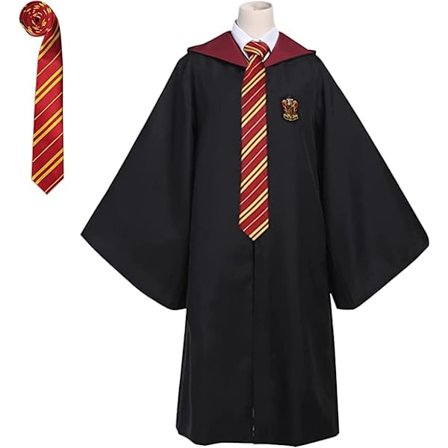 Gryffindor Troldmandsrobe Kostume med Slips til Voksne, Halloween Cosplay Outfit [JUN]