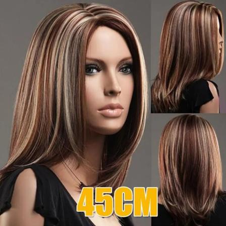 Mote dame lang rett skille Ombre Parykk Fest Parykk Yz Brun