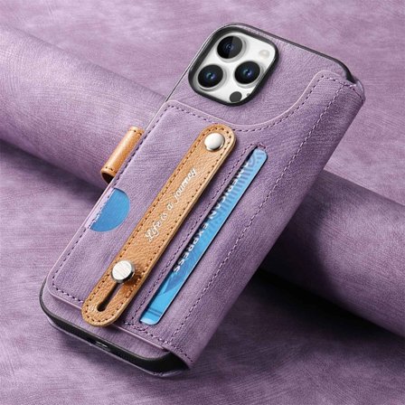 Fodral för iPhone 15 Lila Flip Plånbok med Korthållare