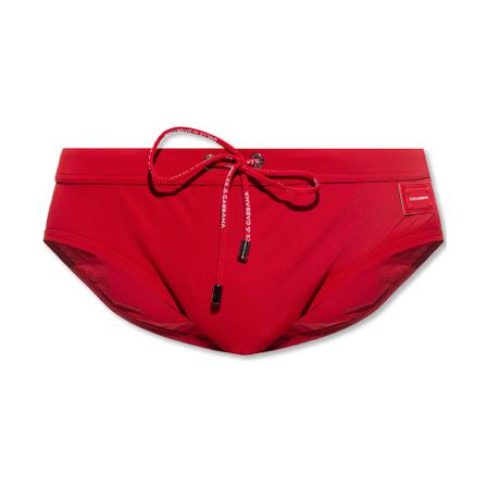 Dolce & Gabbana, Swimming briefs with logo Rood, Heren, Maat:S