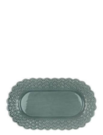Ditsy Oval Platte Home Tableware Serving Dishes Serving Platters Grøn PotteryJo
