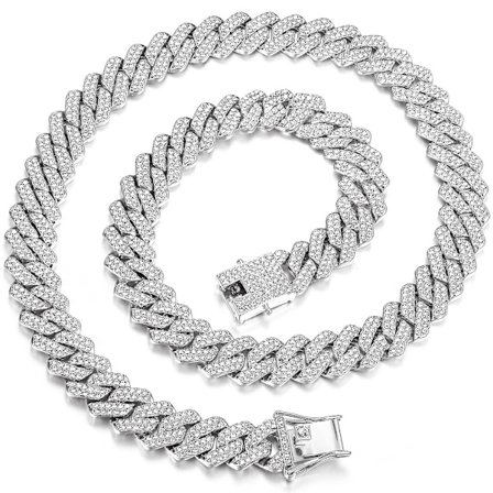 Julkedja i kubansk stil för män 13 mm Halsband Guld Silverpläterade Halsband Kedja Diamant 18 tum