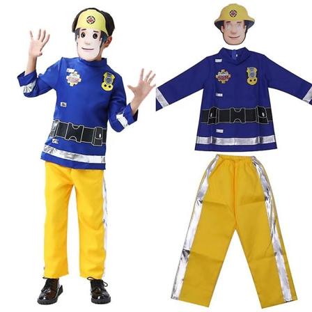 Barn Brannmann Sam Barnekostyme Gutt Jenter Karnevalsfest Halloween Cosplay Kostymer Toppbukser Maske 4-10 år S 95-110cm