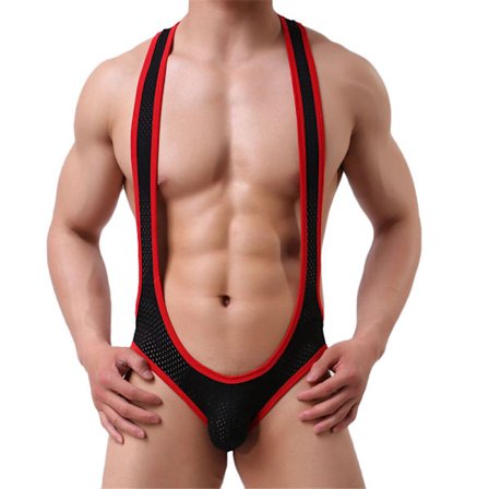 Jumpsuit til mænd, sexet undertøj, jockstrap, singlet, bodysuit, sort, M