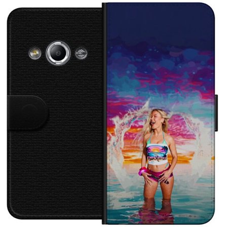 Yhteensopiva Lompakkokotelo Samsung Galaxy Xcover 3 Vaalea nainen kirjavia rantavaatteita pelaa meressä auringonlaskun aikaan