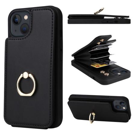 Läderfodral För Iphone11pro Svart Med Korthållare Antimagnet