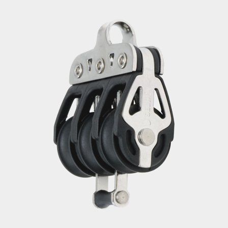 Bloco triplo Seldén BBB 20, fixo, com rolamento de esferas, com mordedor, para cabos Ø2 - 6 mm