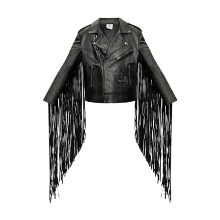 Vetements Leather jacket with fringes , Zwart , Heren , Maat: M