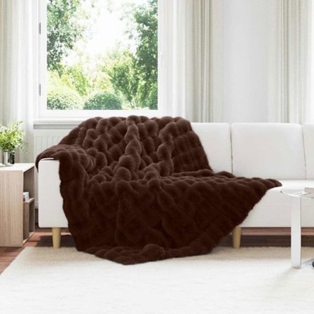 Täckning - täcke - pläd Vidaxl Täckning i syntetisk kaninfäll Camel 150 x 220 cm