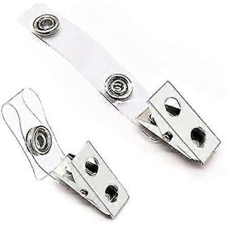 100 stk. Premium Metallmerke Klyper m/ Gjennomsiktige Pvc Stropper For Id-kort, Merkeholdere, Navnelapper, Arbeidsmerker (FMY)