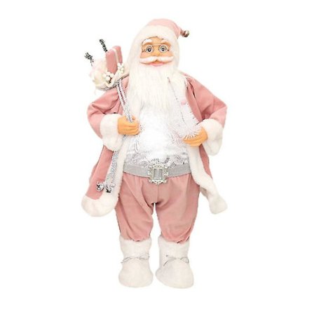 Rosa Julenisse Juletrepynt Retro Vintage Stil Dekor