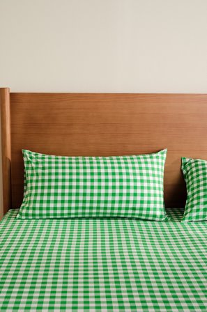 Jotex - Putetrekk 50x90 Cm Økologisk Limegrønn/naturhvit - LAUREN - Kjøp Putevar hos Jotex