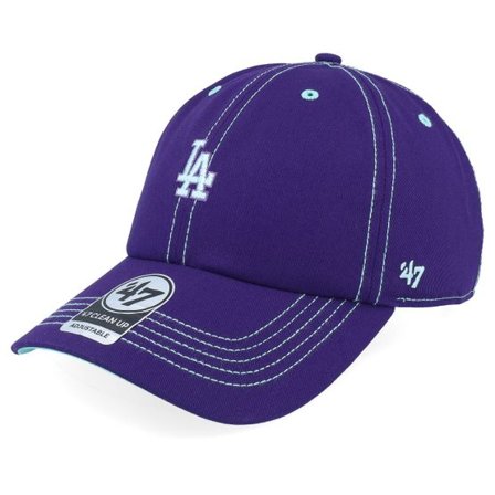 47 Brand - MLB Lila unconstructed Keps - Los Angeles Dodgers MLB Contrast Stitch 47 Clean Up Purple Dad Cap @ Hatstore