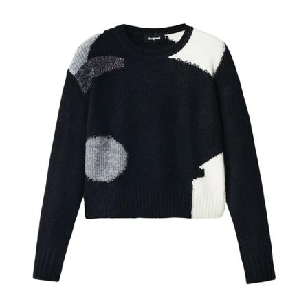 Desigual Round-neck Strik Sort, Dame Striktrøjer