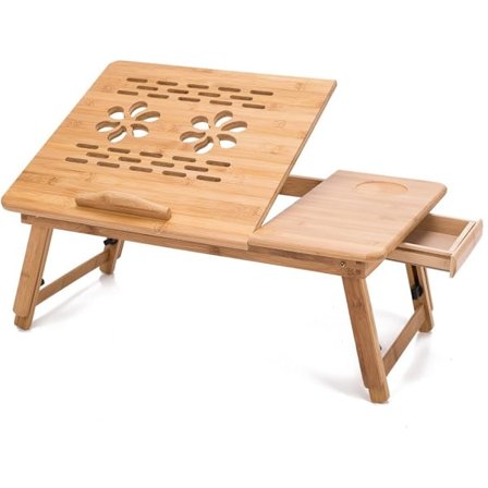 Bord för sängen, datorbord för sängen, multifunktionellt hopfällbart laptopbord i bambu