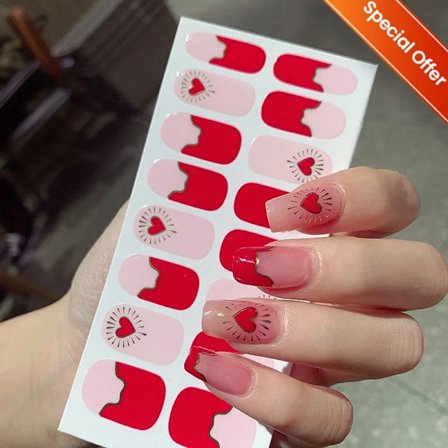 16 Tips Vinröda Nagelstickers Långvariga Enfärgade Hela Nagelomslag Självhäftande Slider Nagelkonst DIY Stickers Manikyrdekor