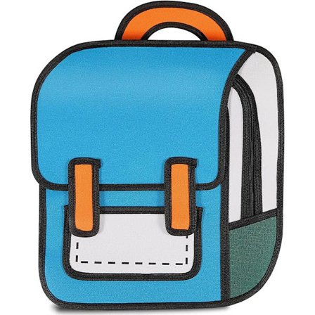 reppu hyppytyyli 2D-piirustus koulutarvikkeet hauska päiväreppu