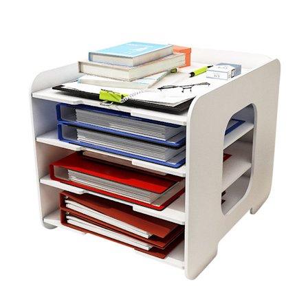 Filpapirarrangør til skrivebord Hvid filholder skrivebordsarrangør stykke postbrevbakke og papirsorteringsdokument bærbar computer opbevaringsstativ 
