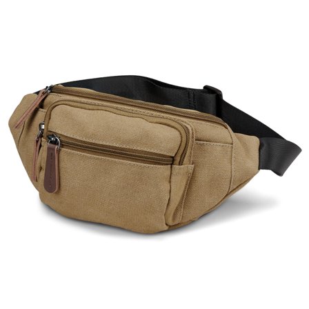 Mustard Yellow Canvas & Brown Leather Bum Bag for Men - Bum Bags