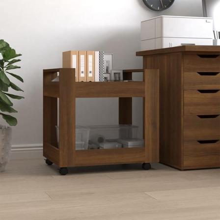 Vidaxl Skrivbordsvagn Brun Ek 60x45x60 Cm Konstruerat Trä Brun