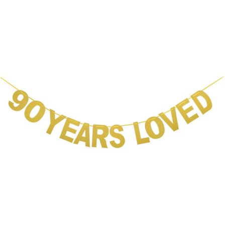 Guldglitter 90 År Älskad Banner för 90-årsdag, 90-årsbröllop