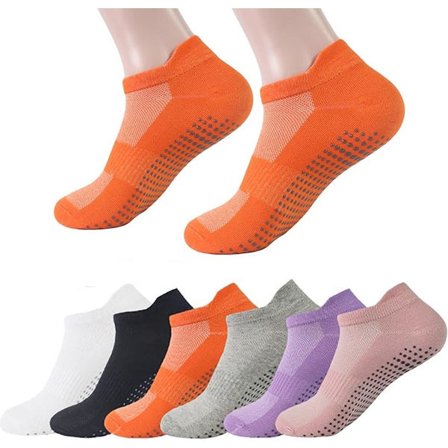 Yoga Sokker - Skridsikre - 6 Par - Hjemmesko - Sportssokker - Yoga Sokker - Sportssokker - Hjemmesko - Fuld Tå - Skridsikre Sokker - Pilates Sokker -