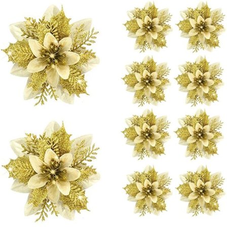 8stk Juleblomst Juletræ Blomster GULD GULD