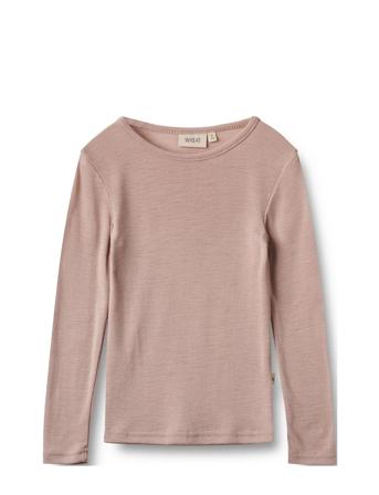 Wool T-Shirt L/S Alfie Tops T-shirts Long-sleeved T-Skjorte Pink Wheat