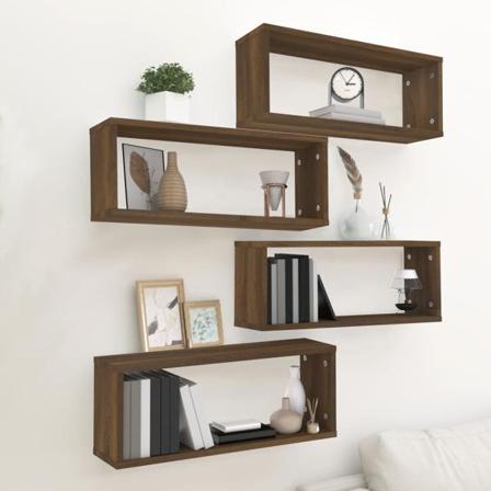 Vidaxl Vägghyllor 4 St Brun Ek 60x15x23 Cm Konstruerat Trä Brun