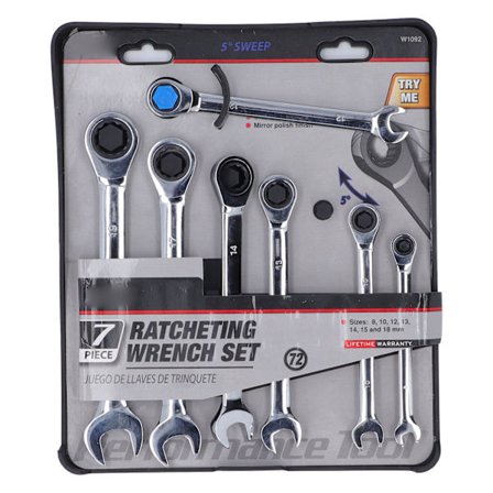 Sæt med fastnøgle med skralde, forkromet vanadiumstål, kraftige håndværktøjer