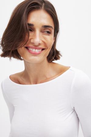 NA-KD Haut manches longues à encolure bateau - Tops manches longues - Blanc - XL (EU 46)