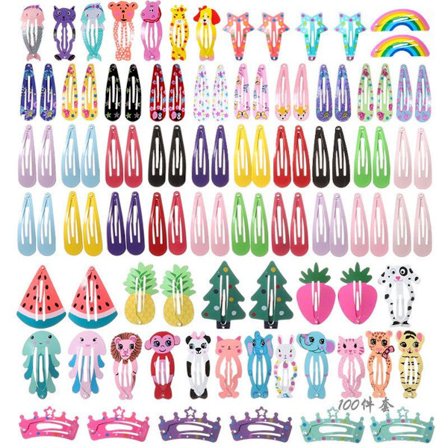 100 hårspenner, jente tegneserie spenner tegneserie design frukt og dyr