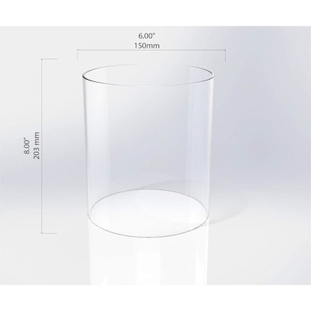 Stor glasslykt for orkanlys, åpen i begge ender, 15 cm bred x 20 cm høy, klar