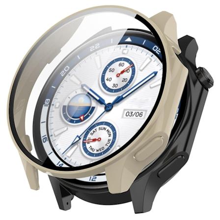 Til Oppo Watch X/ Watch 2 46mm - Beskyttende PC-urramme med hærdet glas skærmbeskytter - Xin Beige